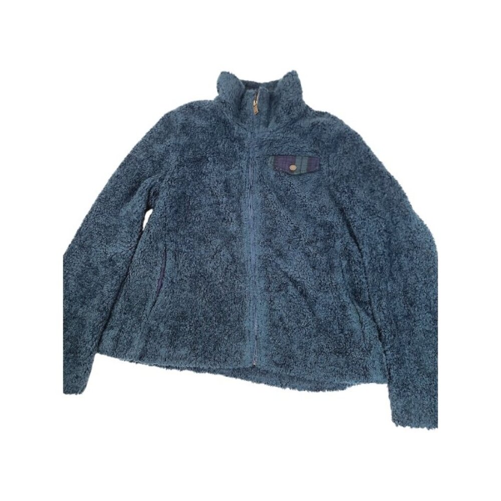 Pendleton Women's Marine Blue Fuzzy Zip Mock Neck Full Zip Fleece Jacket‎ Size M